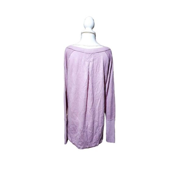 Free People We The Free Pink Snowy Thermal Side Split Long Sleeves  Extra Small - Picture 3 of 8